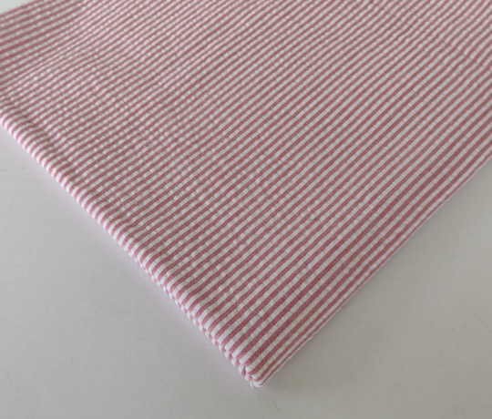 Light Red Striped Seersucker Cotton Linen Blend Fabric - 42"x46" Piece