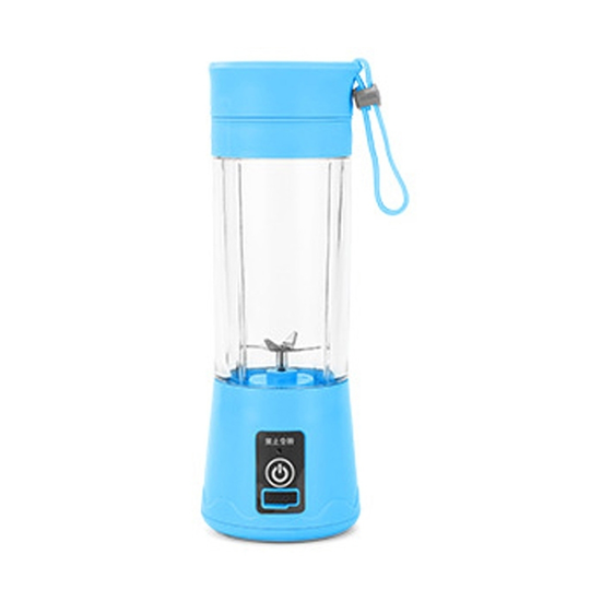 380ml Portable Mini Electric Household Fruit Juicer Blender Squeezer Bottle - blue, 4 blades