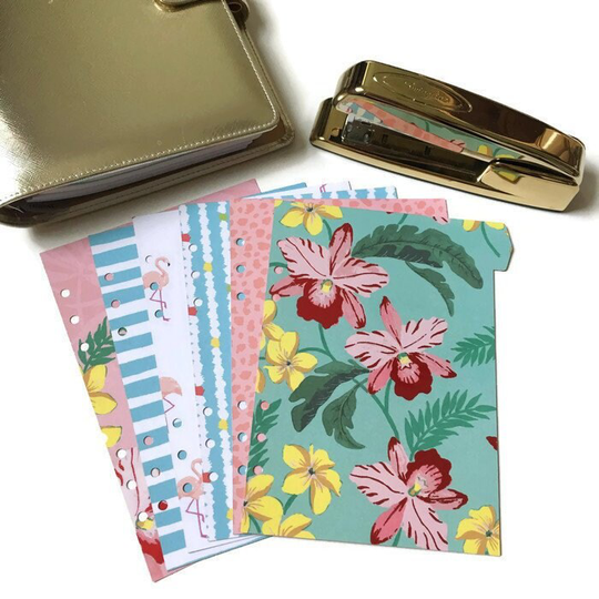 Planner Dividers/A5 Or Personal Blue Green Pink Tropical #a12