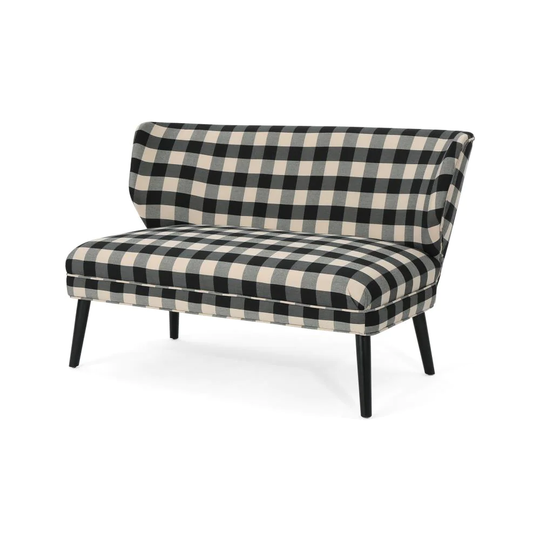 Best Selling Home Decor Desdemona Farmhouse Black Checkerboard Polyester/Blend Settee | 305731