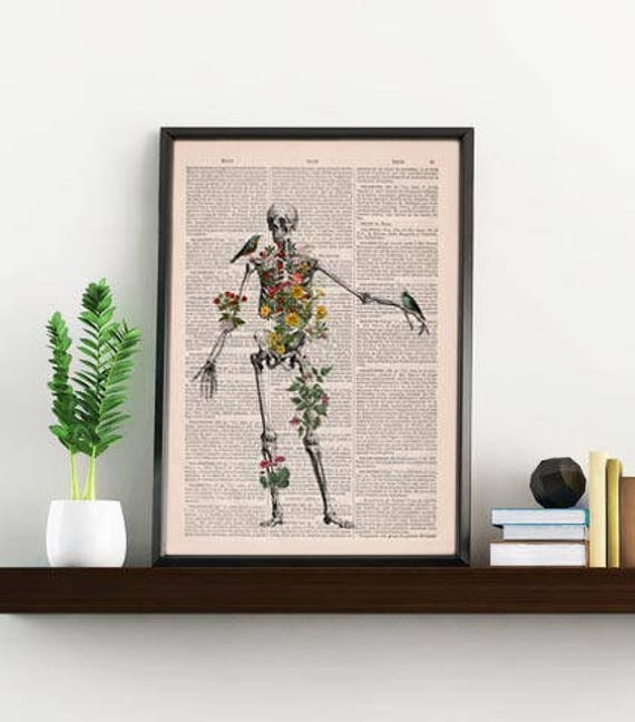 Wall Art Print Human Skeleton Full Of Naure Doctor Student Gift Anatomy Print Anatomical Decoration Science Biology Ska142