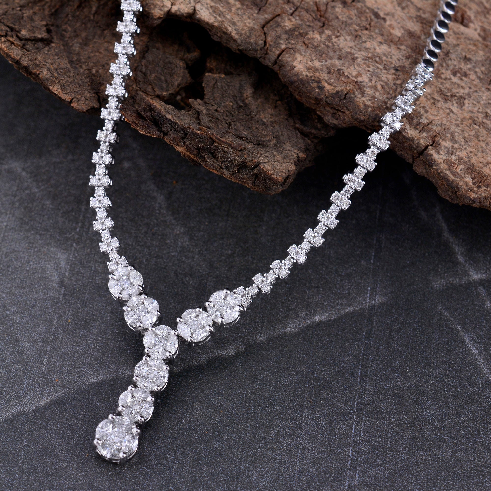 On Sale Genuine 2 Ct Si Clarity Hi Color Diamond Wedding Necklace Party Wear Jewelry 14K Gold Anniversary Gift For Wife