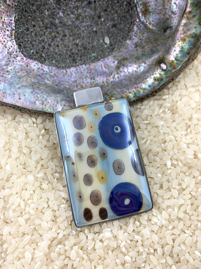 Hand Painted, Klimt Pendant, Porcelain Jewelry, Sterling Silver, High Fire Under Glaze, Global Curiosity, Art Inspired, Wearable Art
