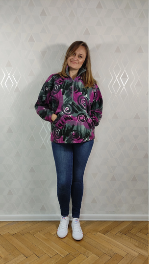 Vintage Fleece Eybl Half Zipped Abstract Printed Jacket Made in Denmark
