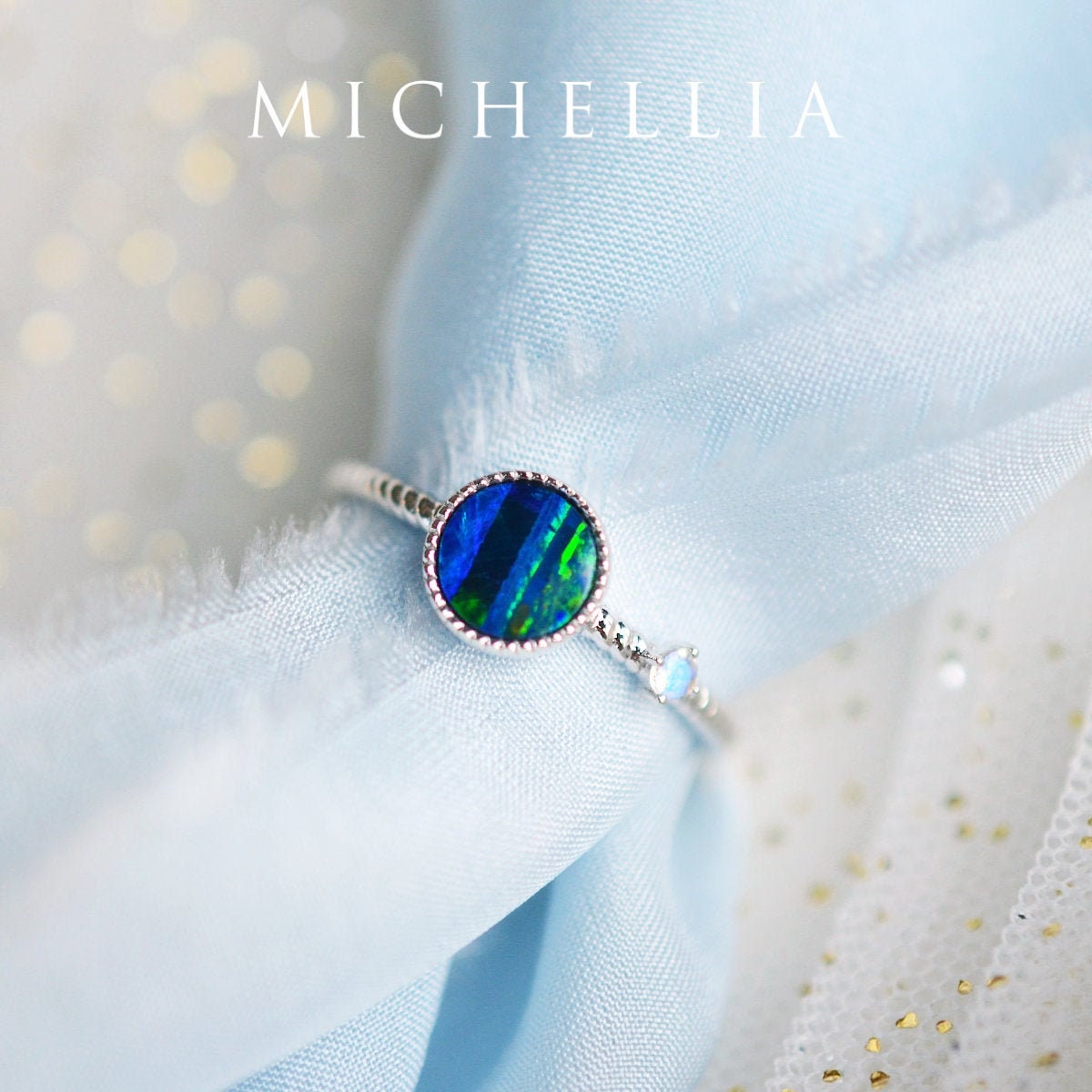 Terra Australian Opal Engagement Ring, Galaxy Earth Boulder Celestial Wedding, 14K Gold, 18K Platinum