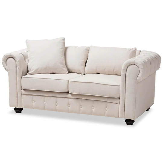 Baxton Studio Alaise Modern Beige Polyester/Blend Loveseat in Off-White | 144-8095-LW