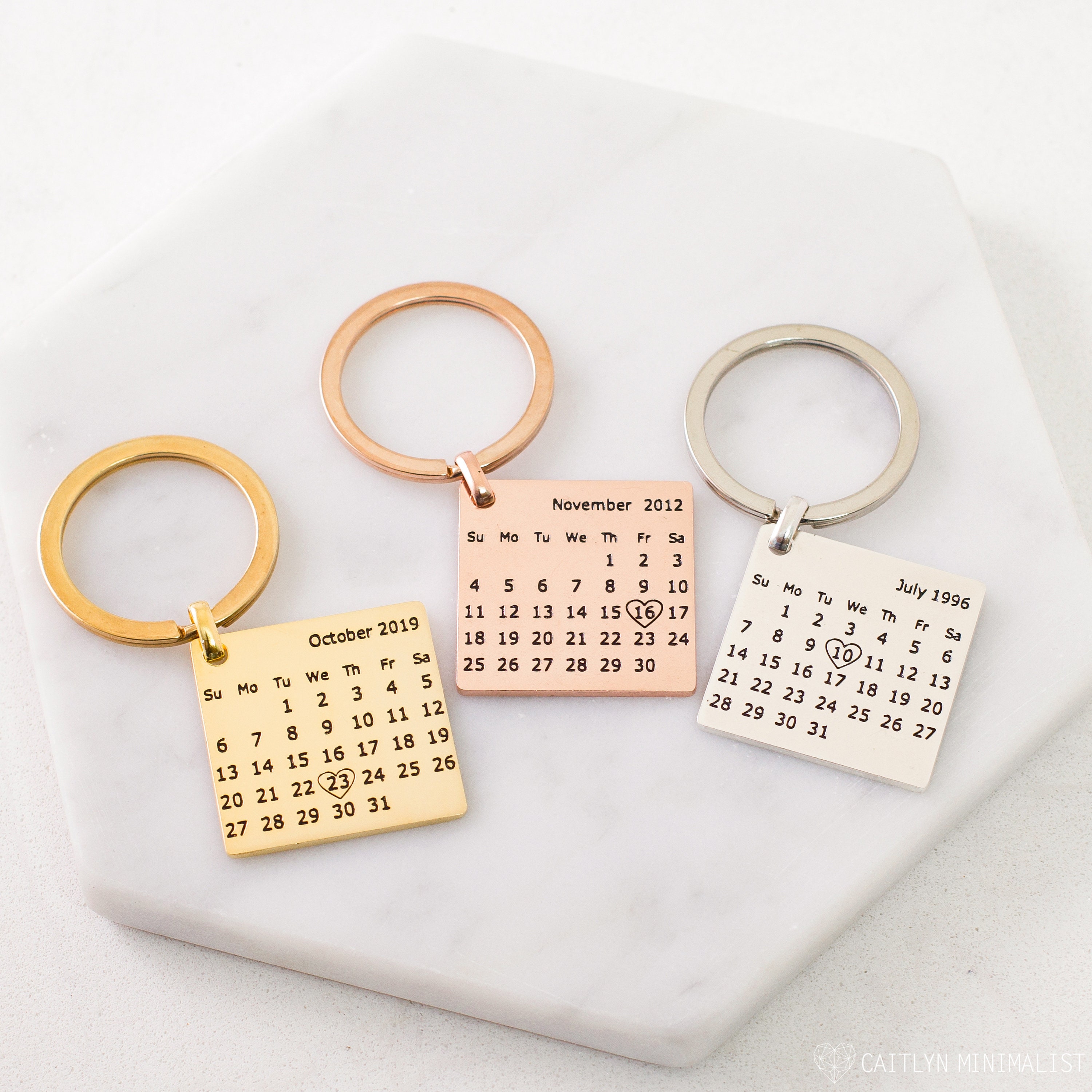 Custom Calendar Keychain Save The Date Wedding Pendant Fianc Gift Anniversary Push Present For New Mom cm26B