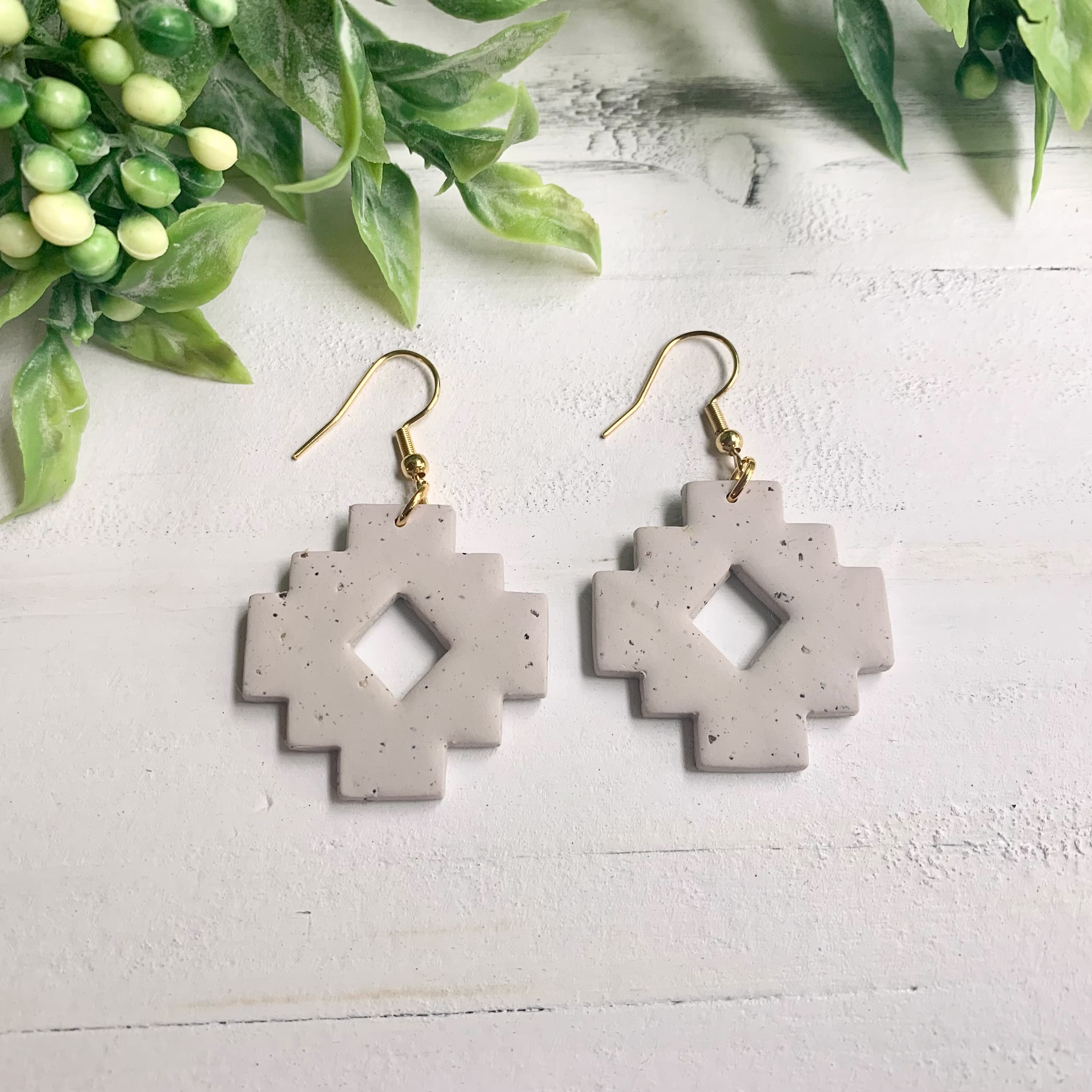 Aztec Clay Earrings | Boho Handmade Lightweight Polymer