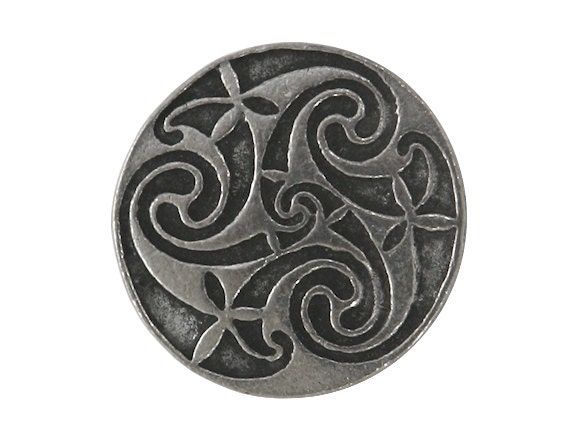 Ram's Horn Mystical Spiral 3/4 Inch | 18 Mm Celtic Design Pewter Button Antique Silver Color