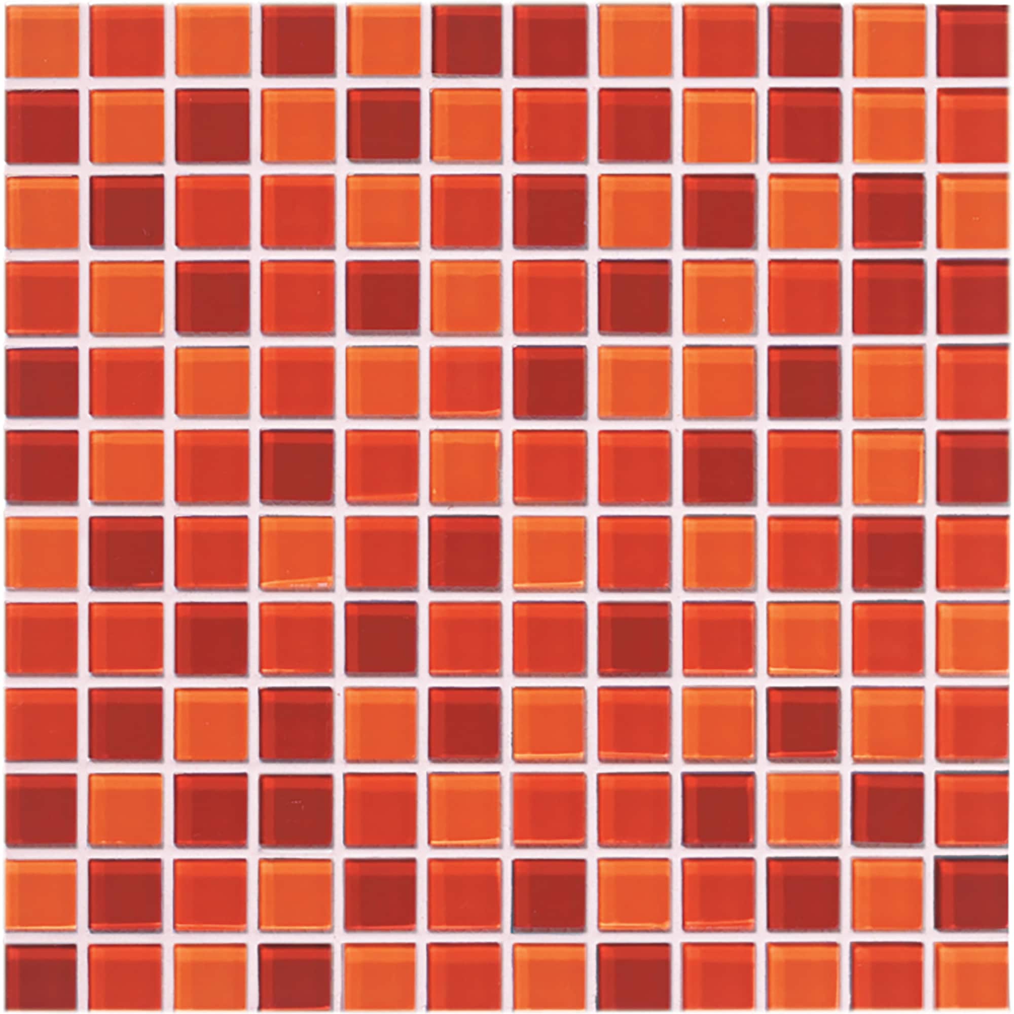 Crossville High Fidelity Orange/Sunset/Red 4x4 Swatch 1x1 Mosaic Blend | 1X1LW.GB02