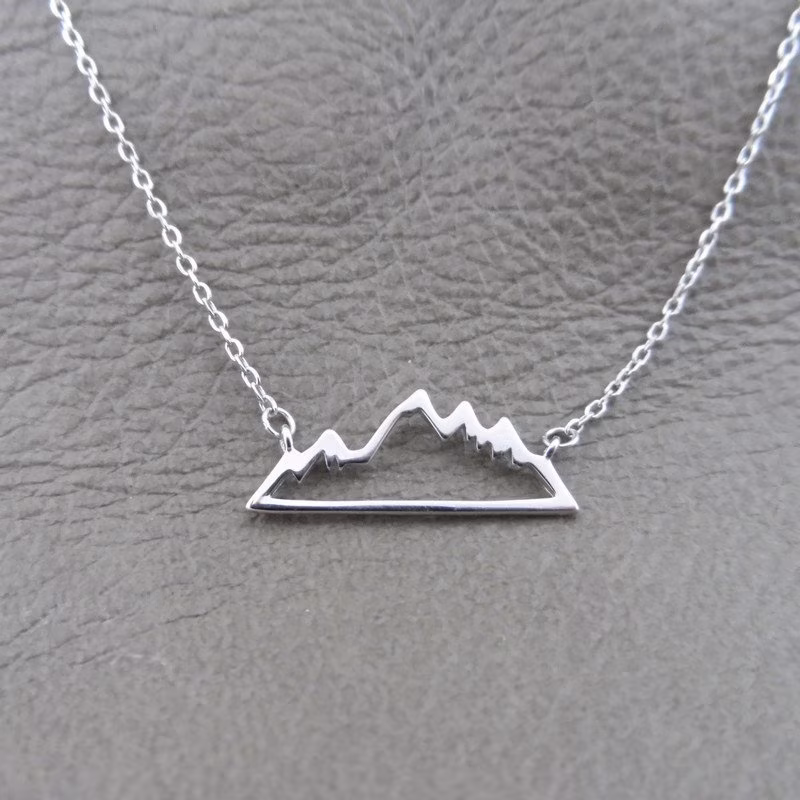 Mountain Sterling Silver Necklace, Snow Capped Pendant, Mountain, Outdoor Necklace