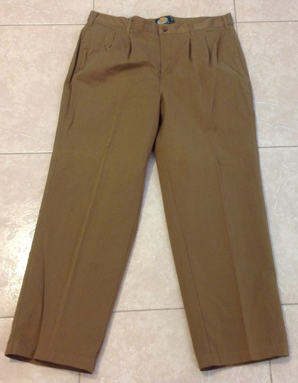 Vintage Cabela's Men's 38Reg Brown Pleated Chino Hiking Pants Cotton Nylon Blend