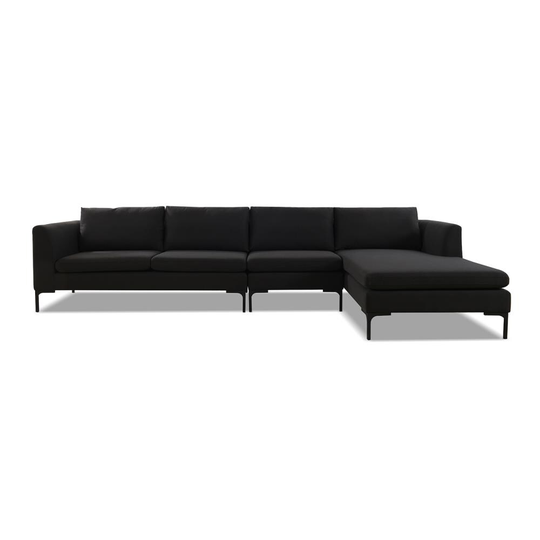 Jennifer Taylor Home Weylyn Modern Jet Black Woven Polyester/Blend Sectional | S66100-R-978
