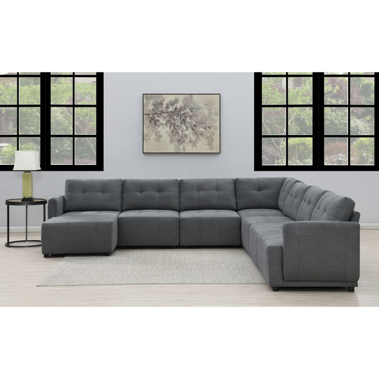 Picket House Furnishings Gianni Modern Charcoal Polyester/Blend Sectional in Gray | UAI526LCHR7PC