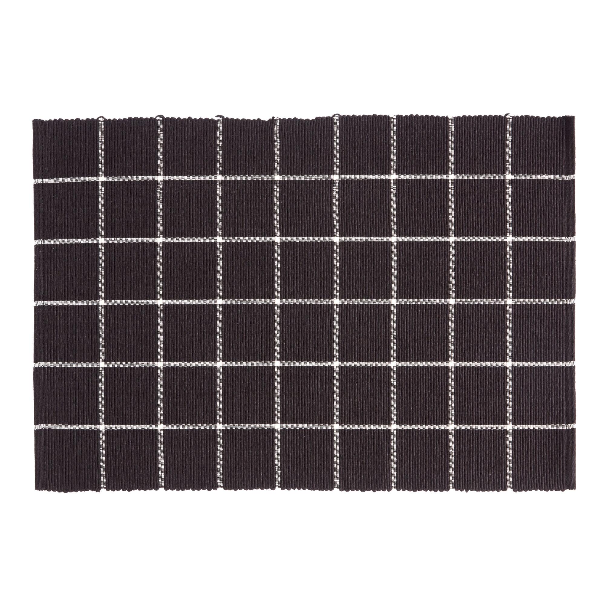 Black and Ivory Windowpane Cotton Placemat Set of 4 by World Market