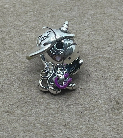 Adorable Rockstar Unicorn Charm, S925 100% Real Sterling Silver, Fits Pandora & European Charm Bracelets