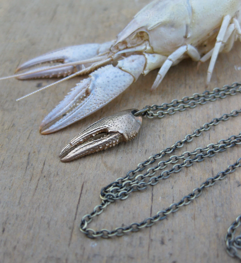 Crayfish Crawfish Claw Bronze Seafood Lover Necklace
