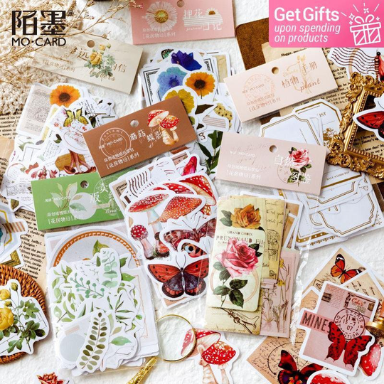 50 Sheets Flower House Stickers | 6 Types Sticker Pack, Laptop Stickers, Cute Daily Life Die-Cut Stickers Ks-Sa-1514