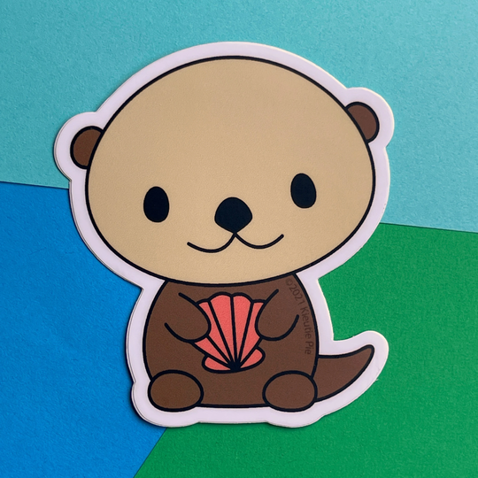 Happy Otter Durable Weatherproof Die Cut Matte Vinyl Sticker - Car, Water Bottle, Laptop