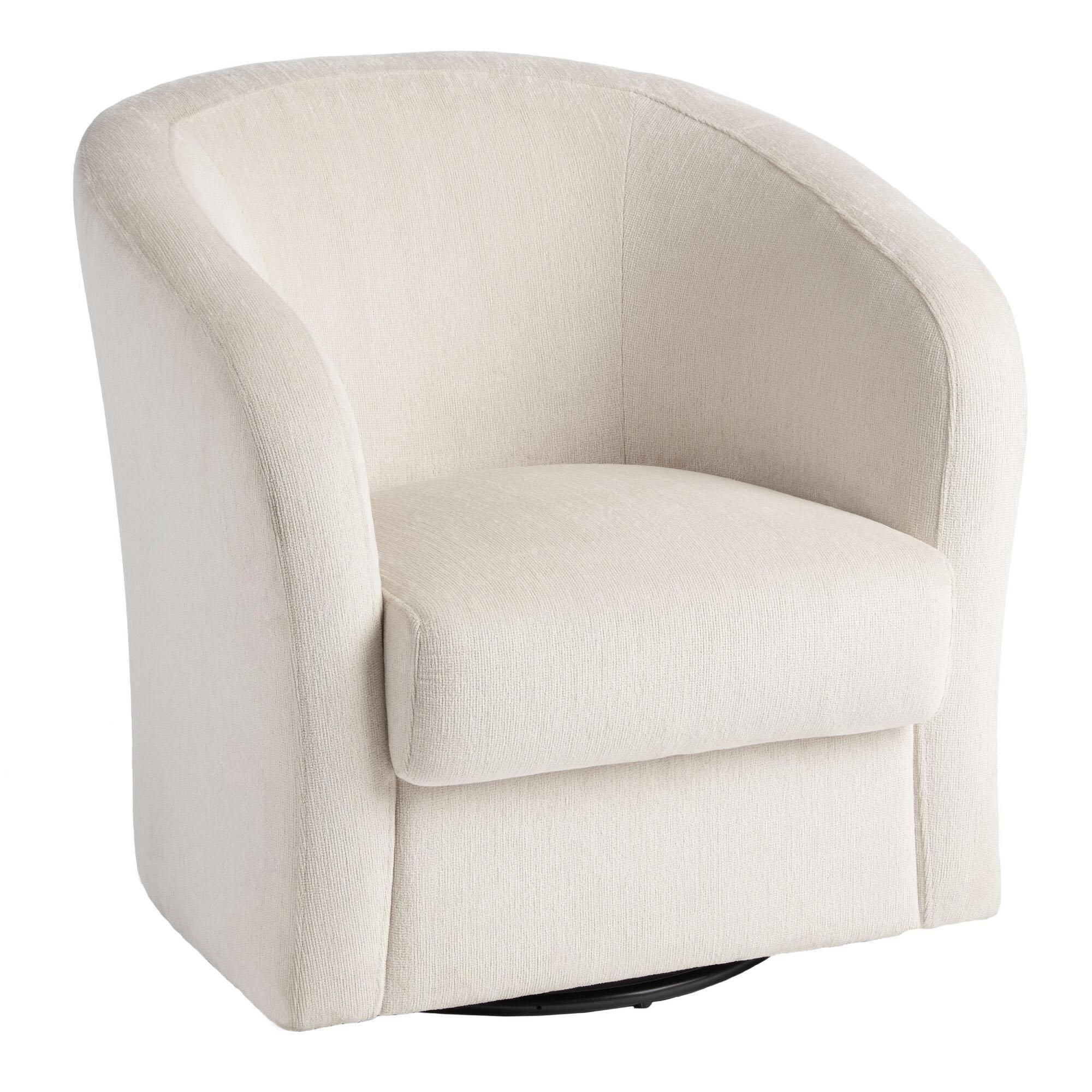 Megan Upholstered Swivel Chair: Natural - Polyester by World Market