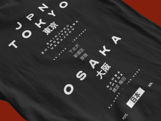 Japanese Vintage Tokyo & Osaka City District Shirt, Minimalist Hiragana Kanji Streetwear For Men Women, Perfect Valentines Gift