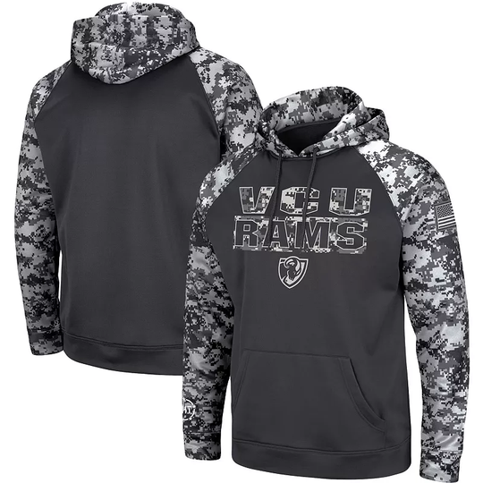 Men's Colosseum Charcoal VCU Rams OHT Military Appreciation Digital Camo Pullover Hoodie, Size: Small, NC2 CHARCO