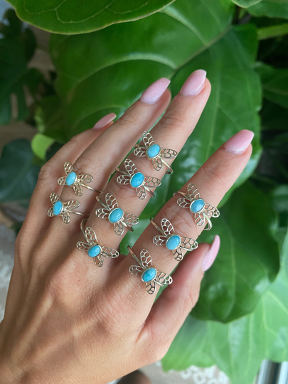 Larimar Butterfly Ring, Silver Ring