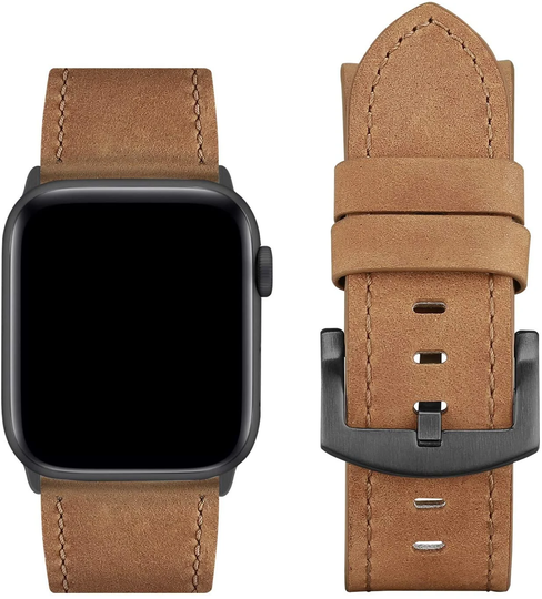 Leather Band For Apple Watch Series 8, 7, 6, 5, 4, 3, 2, 1, & Se 42mm/44mm/45mm Watch Cases Only