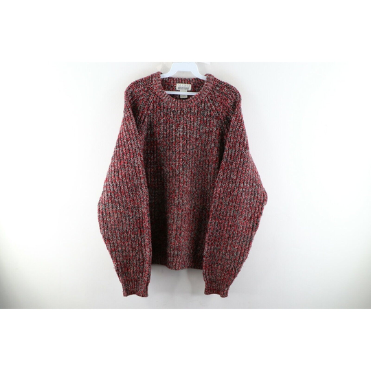 90S Streetwear Mens Xl Wool Blend Chunky Knit Crewneck Sweater Heather Red, Vintage Sweater, 1990S Dad