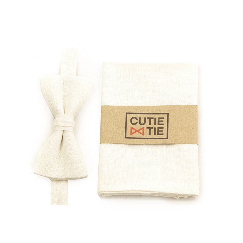 White Off Bow Ties & Pocket Squares Mens Tie Kids Grooms Outfit