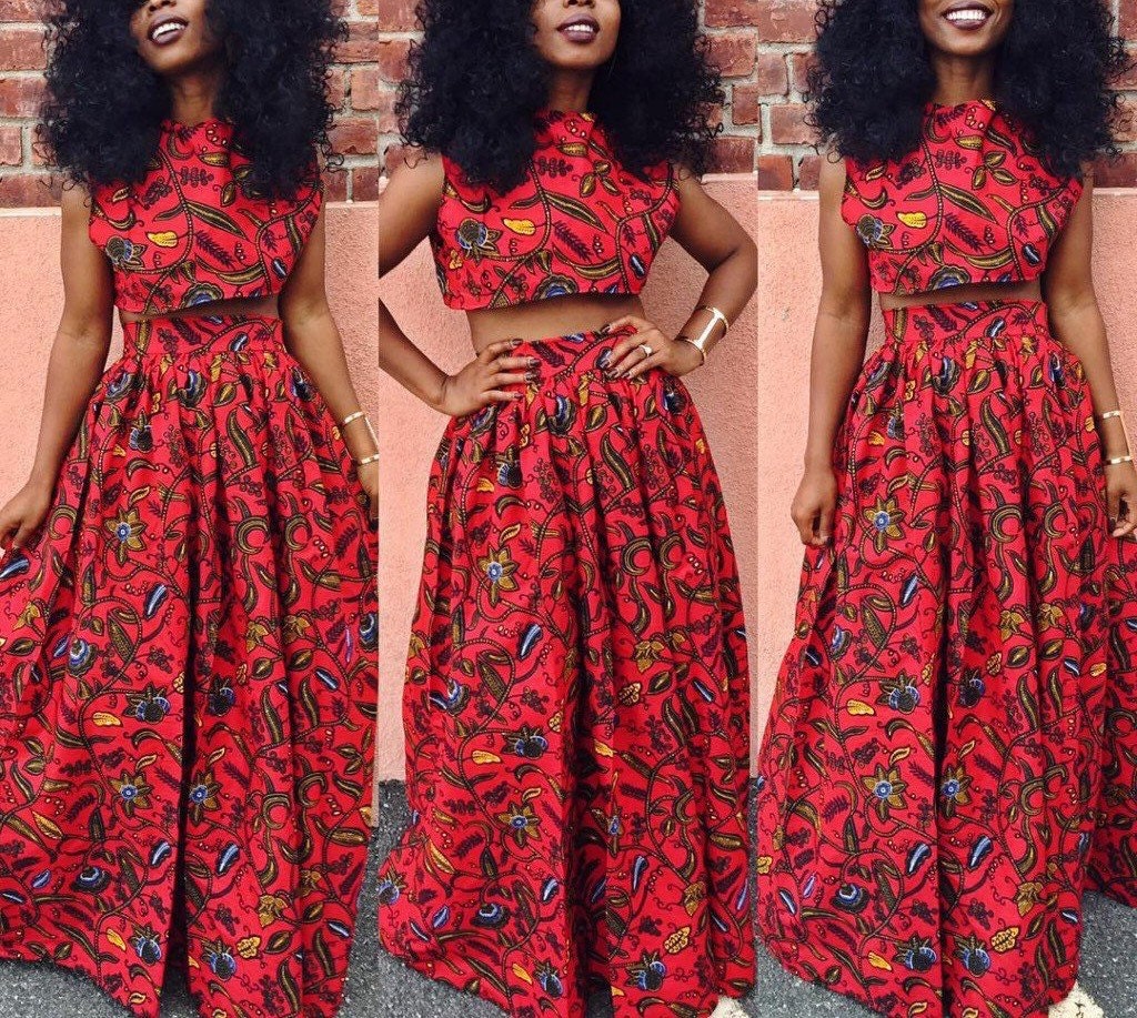 African Crop Top & Skirt// Clothing For Women/Wedding Dress