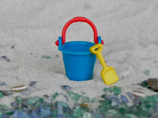 Miniature Beach Bucket Spade Shovel, Fairy Garden Accessories, Mini Beach Accessory Supply, Wedding Cake Topper