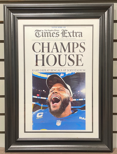 2022 La Rams "Champs House" Super Bowl Lvi Champions Framed Front Page Newspaper Print