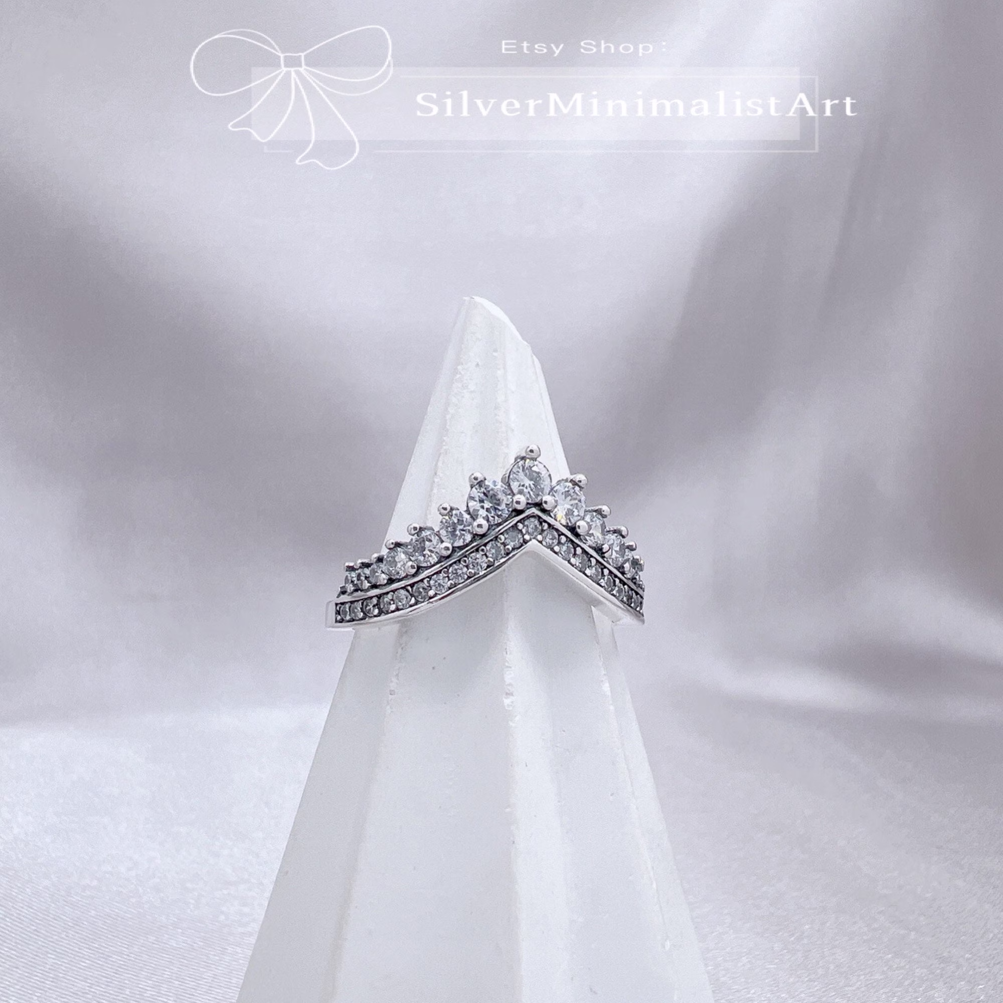 Princess Wish Ring With Clear Cz Rings, Pandora Rings, Women's Rings, Jewelry Finger Rings, Size 48 To 58 Mm