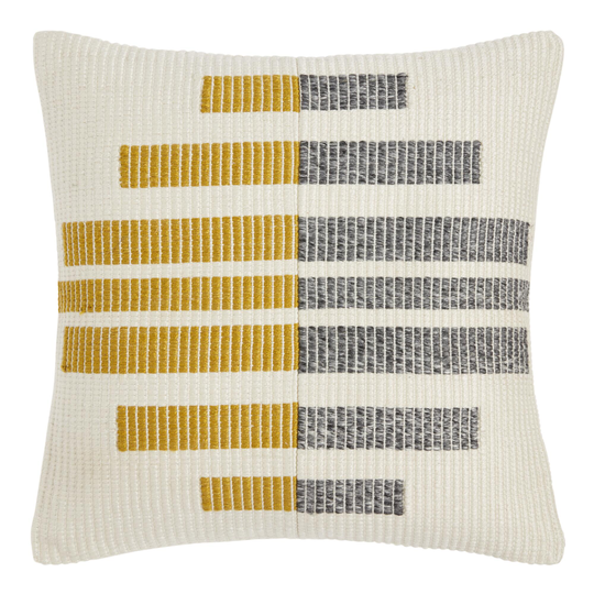 Gray, Yellow And Ivory Geo Indoor Outdoor Patio Throw Pillow: Multi - Polyester - 18" Square by World Market