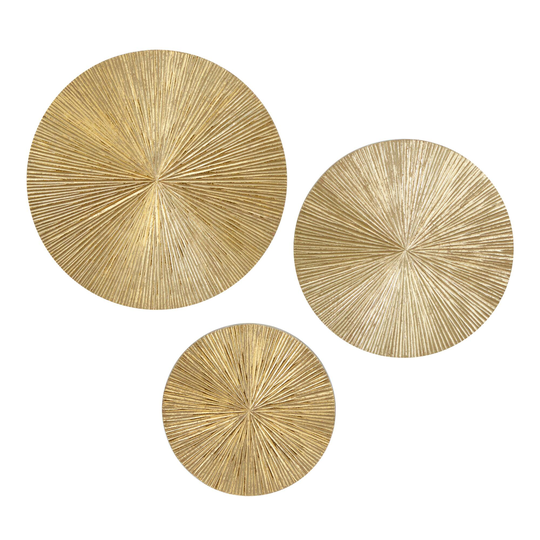 Gold Ribbed Plate Wall Decor 3 Piece - Wood - Medium by World Market
