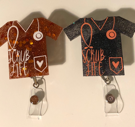Glitter Scrub Life Badge Reel | Nurse Medical Custom Lpn Rn