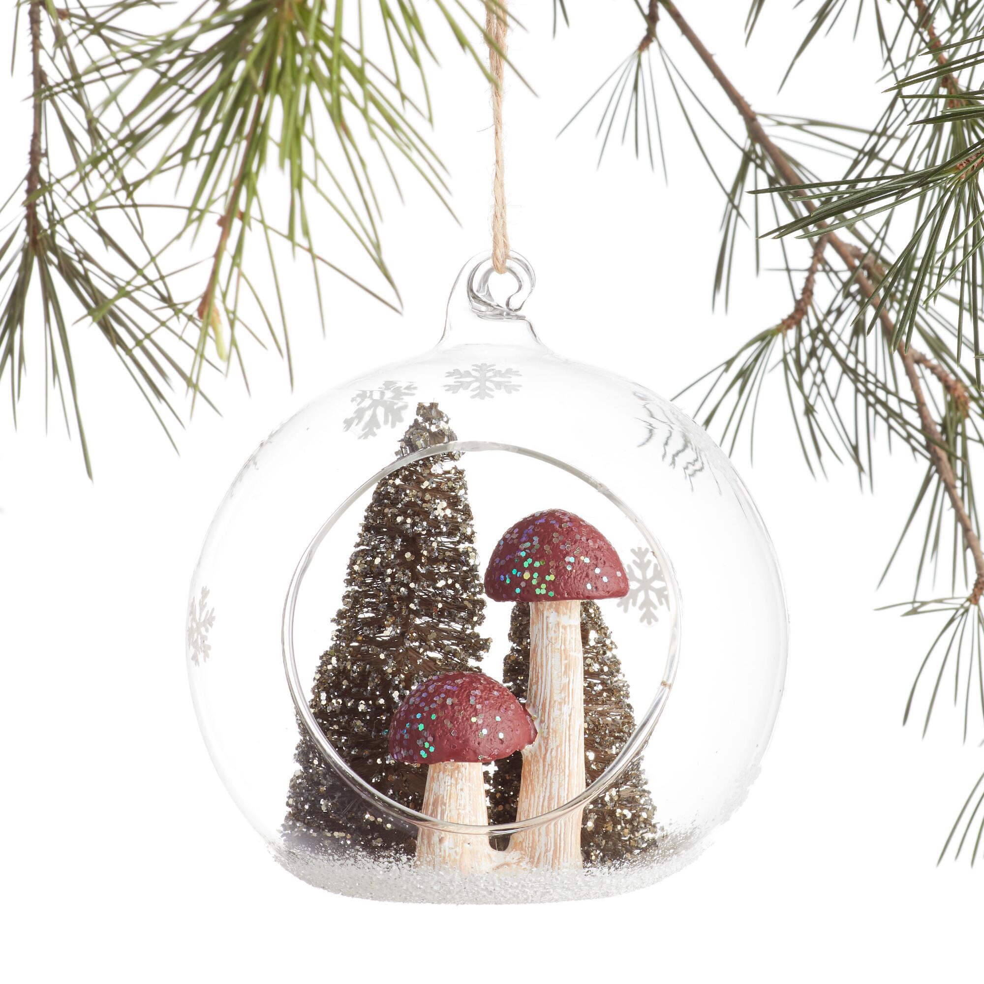 Glass Cloche Mushroom and Tree Ornament: Multi by World Market