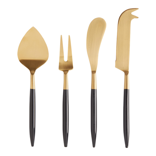 Black and Gold Shay Cheese Knives 4 Piece Set by World Market