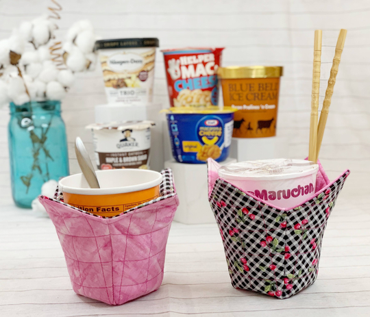 Cherry Black White Gingham Pint Cozy, Ice Cream Kitchen Essential, Microwave College Student Gift, Gift For Lover