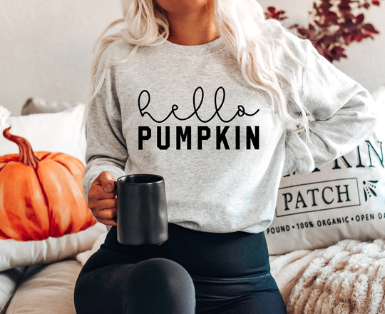 Hello Pumpkin Heavy Blend Crewneck Sweatshirt, Halloween Thanksgiving Christmas Gift