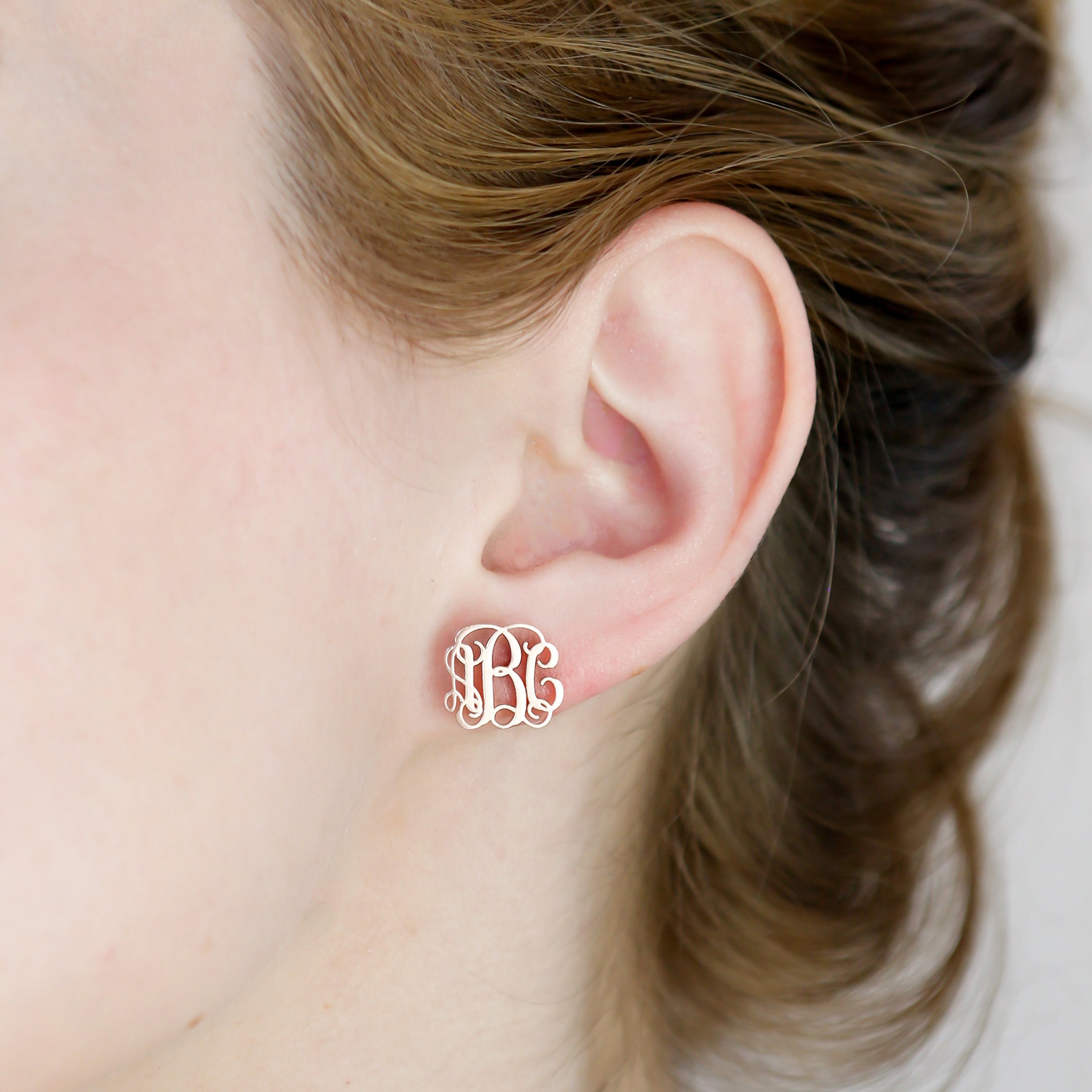 Dainty Monogram Earrings Minimalist Stud Custom Name Gift For Her Bridesmaids Gifts Ch06