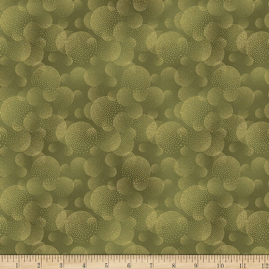 Texture Majestic Dotted Circle in Gold Metallic Blender 44 Inches Wide 100% Cotton Quilting Fabric Tt-Texture-cm8816 Green