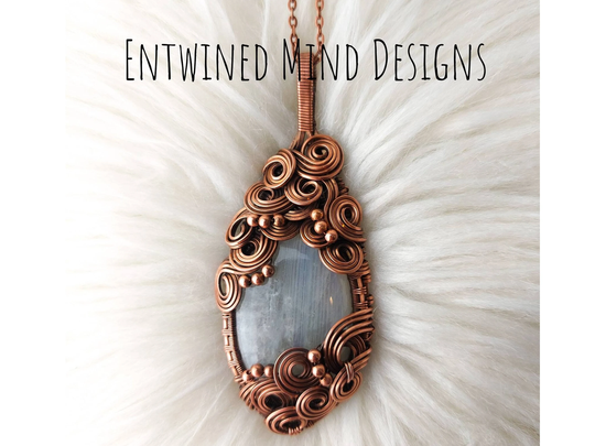 Moonstone Wire Wrapped Copper Jewelry Pendant Necklace Present Gift