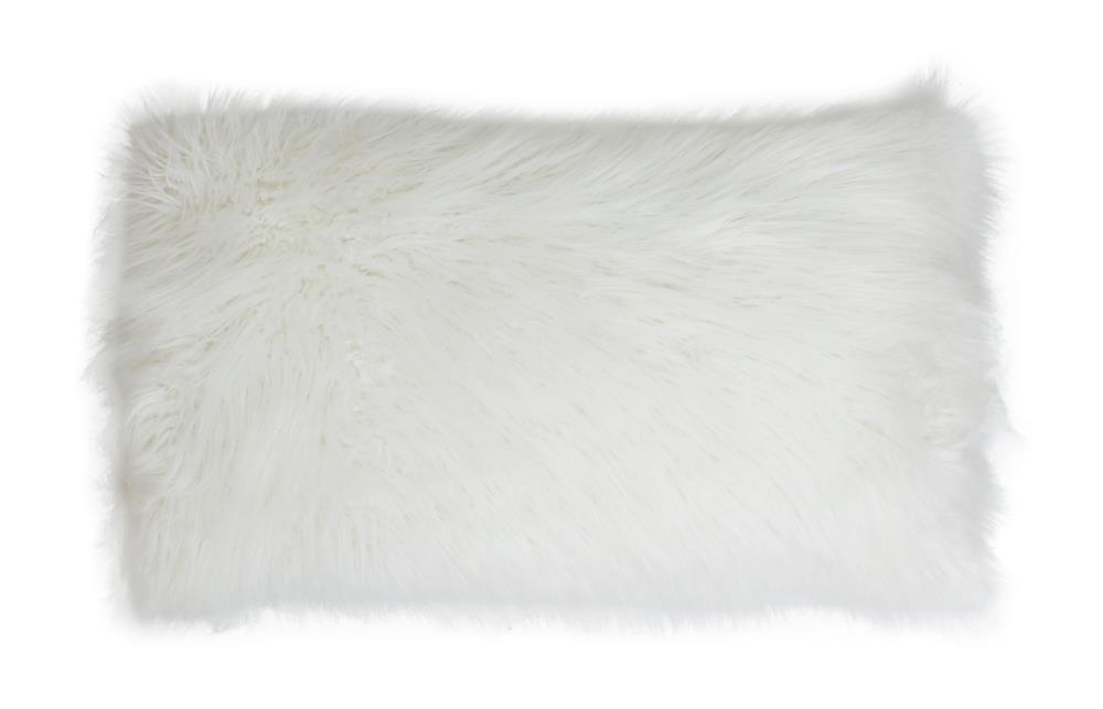 Decor Therapy Thro by Marlo Lorenz 14-in x 22-in Bright White Acrylic Blend Faux Mongolian Indoor Decorative Pillow Polyester | TH012335001E