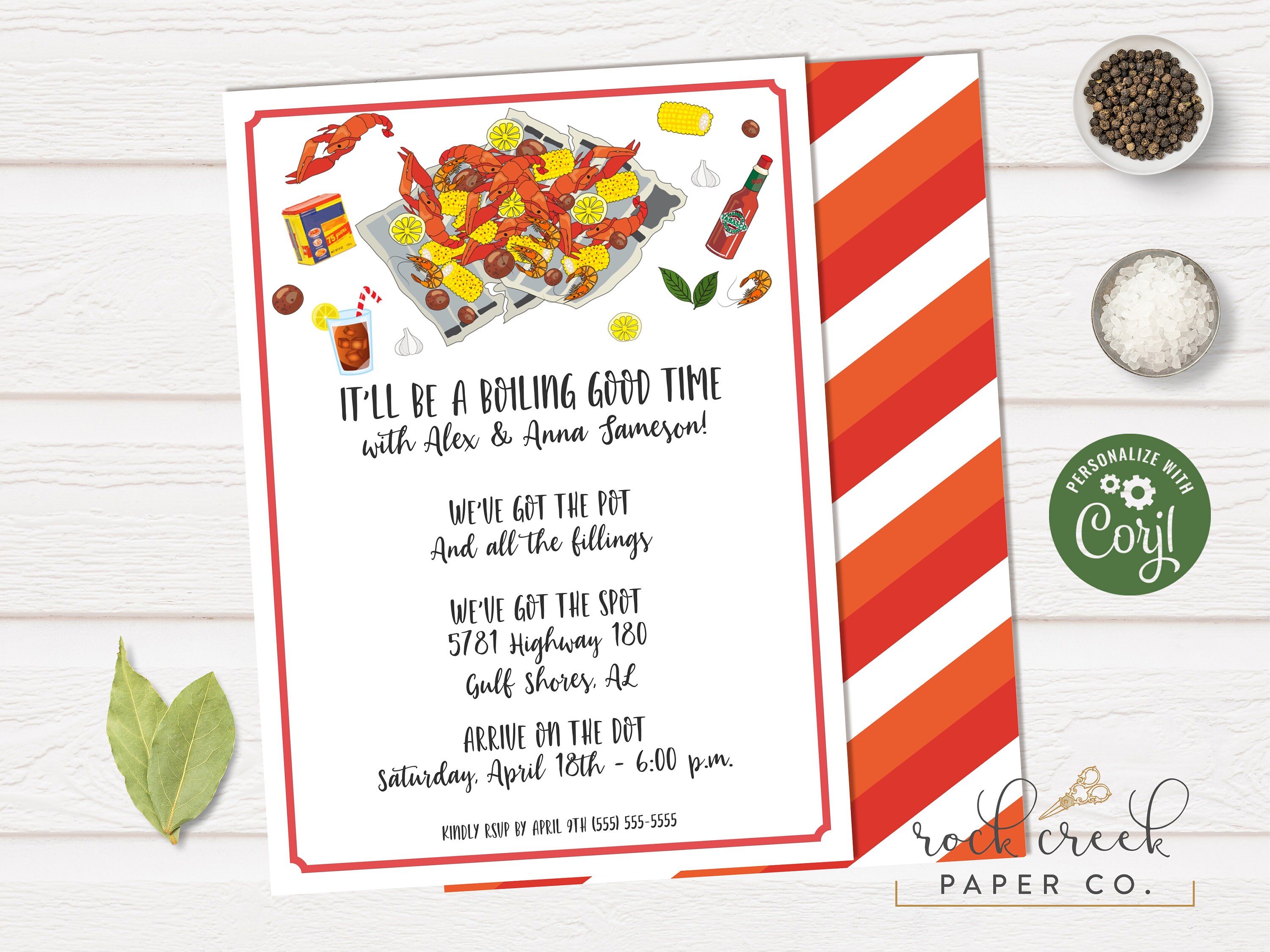 Low Country Boil Invitation, Crawfish Shrimp Digital Party Instant Access