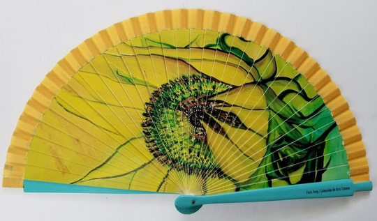 Fan-Wood & Fabric Fan With Design By Artist Flora Fong