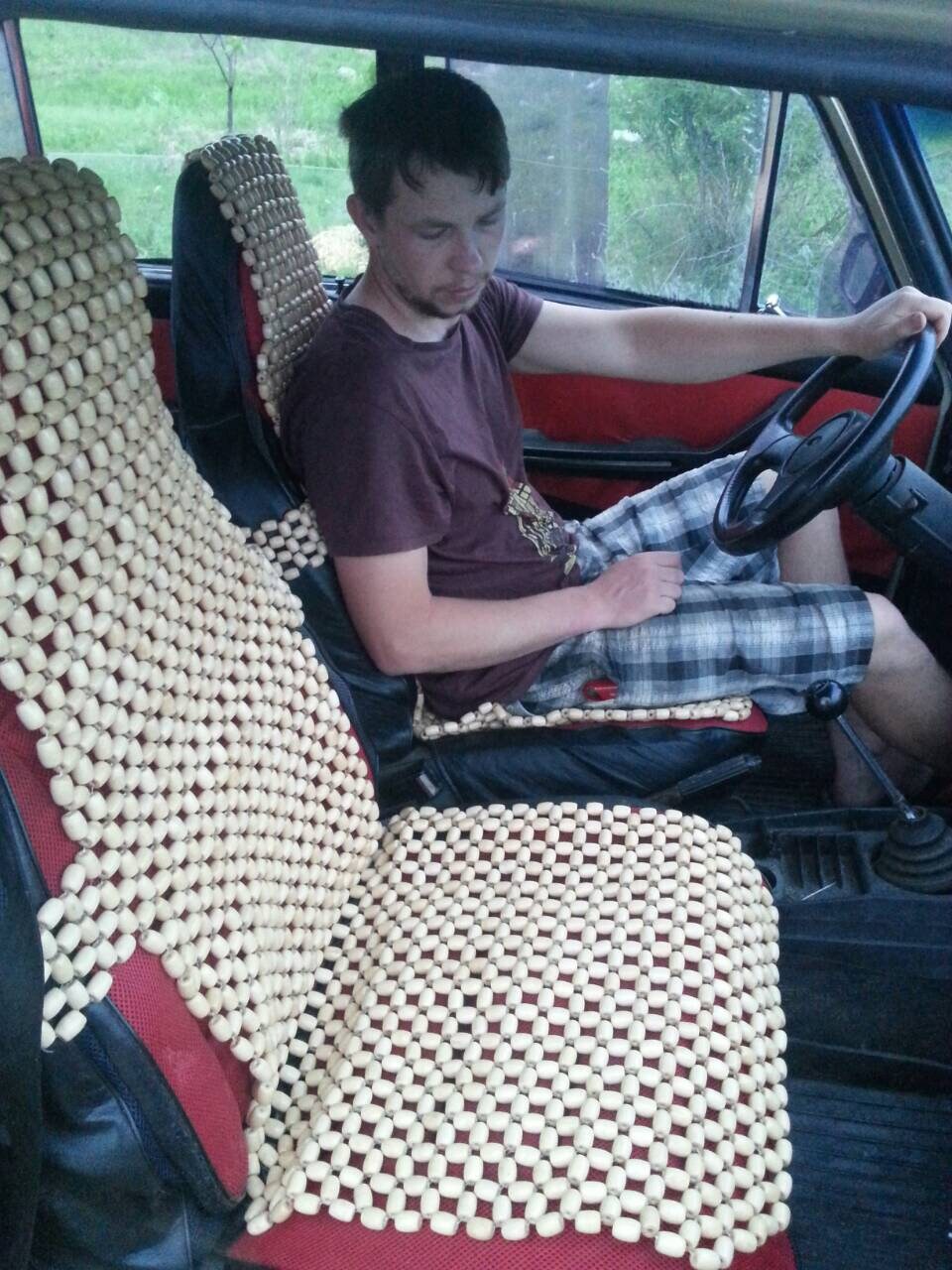 Car Seat Cover With Headrest Universal For Ford Chevrolet Toyota Honda Kia Ram Volkswagen Massage Beaded Case Wood Bead Gift