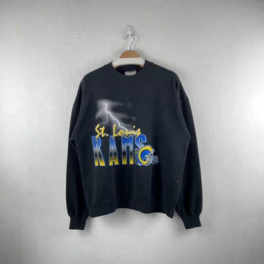 Vintage 1995 St.louise Rams Nfl Football Crewneck Black Sweatshirt Sportswear