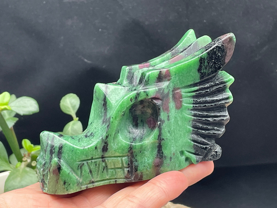 Ruby Zoisite, Crystal, Dragon Skull Carving, Crystal Stone, Healing Crystals & Stones D090932